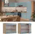 Livinity Küchenschrank Glas R-Line, 80 cm, Blau-Grau/Goldkraft Eiche