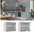 Livinity Küchenschrank Glas R-Line, 80 cm, Blau-Grau/Weiß