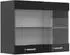 Livinity Küchenschrank Glas R-Line, 80 cm, Schwarz Hochglanz/Anthrazit