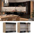 Livinity Küchenschrank Glas R-Line, 80 cm, Schwarz Hochglanz/Goldkraft Eiche