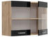 Livinity Küchenschrank Glas R-Line, 80 cm, Schwarz Hochglanz/Goldkraft Eiche