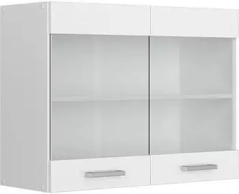 Livinity K&uuml;chenschrank Glas R-Line, 80 cm, Wei&szlig; Landhaus/Wei&szlig;