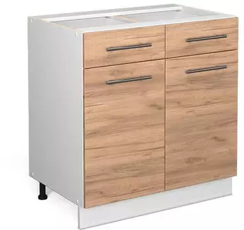 Livinity K&uuml;chenunterschrank Fame-Line, 80 cm ohne Arbeitsplatte, Goldkraft Eiche/Wei&szlig;