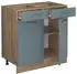 Livinity Küchenunterschrank R-Line, 80 cm ohne Arbeitsplatte, Blau-Grau/Goldkraft Eiche