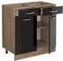 Livinity Küchenunterschrank R-Line, 80 cm ohne Arbeitsplatte, Schwarz Hochglanz/Goldkraft Eiche