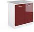 Livinity Spülenunterschrank R-Line, 80 cm mit Arbeitsplatte, Bordeaux Hochglanz/Weiß