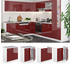 Livinity Spülenunterschrank R-Line, 80 cm mit Arbeitsplatte, Bordeaux Hochglanz/Weiß