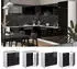 Livinity Spülenunterschrank R-Line, 80 cm mit Arbeitsplatte, Schwarz Hochglanz/Weiß