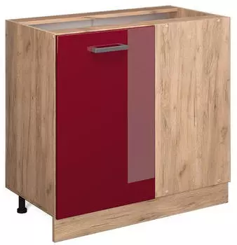 Livinity Eckschrank R-Line, 86 cm ohne Arbeitsplatte, Bordeaux Hochglanz/Goldkraft Eiche