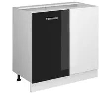 Eckunterschrank R-line, Schwarz Hochglanz, 86 Cm Ohne Arbeitsplatte Vicco