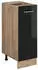 Livinity Apothekerschrank R-Line, 30 cm ohne Arbeitsplatte, Schwarz Hochglanz/Goldkraft Eiche