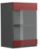Livinity Küchenschrank Glas R-Line, 40 cm J-Shape, Rot/Anthrazit