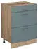 VICCO Küchenunterschrank R-Line 60 cm mit Schubladen ohne Arbeitsplatte Blau-Grau/Gold Eiche