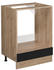 Livinity Herdumbauschrank R-Line, 60 cm ohne Arbeitsplatte, Schwarz Hochglanz/Goldkraft Eiche