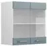 Livinity Küchenschrank Glas R-Line, 60 cm, Blau-Grau/Weiß