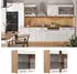 Livinity Küchenschrank Glas R-Line, 60 cm, Weiß Hochglanz/Goldkraft Eiche