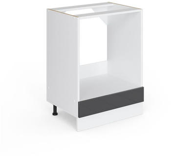 Livinity Herdumbauschrank R-Line, 60 cm mit Arbeitsplatte, Anthrazit Hochglanz/Wei&szlig;