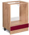 Livinity Herdumbauschrank R-Line, 60 cm ohne Arbeitsplatte, Bordeaux Hochglanz/Goldkraft Eiche