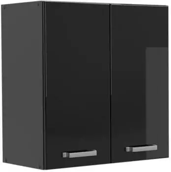 Livinity Hängeschrank R-Line, 60 cm, Schwarz Hochglanz/Anthrazit