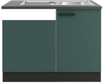 Optifit Spülenunterschrank Anthrazit Dunkelgrün seitenverkehrt montierbar nicht einzeln stellbar 110x84,8x60 cm