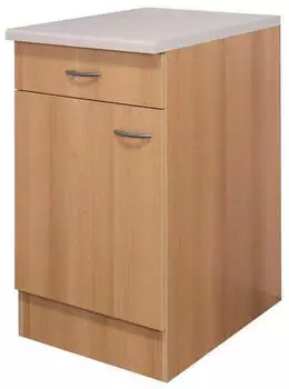Flex-Well K&uuml;chenunterschrank Buche Kunststoff 1 F&auml;cher 1 Schubladen einzeln stellbar 50x85x57 cm