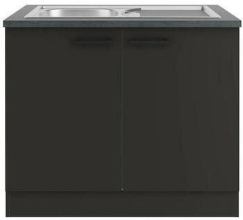 Optifit Spülenunterschrank Anthrazit einzeln stellbar 100x84,8x60 cm
