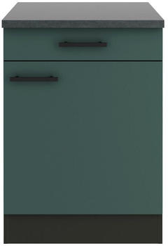 Optifit Küchenunterschrank Anthrazit Dunkelgrün 1 Fächer 1 Schubladen seitenverkehrt montierbar einzeln stellbar 60x84,8x60 cm