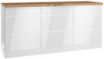Held Küchenunterschrank Weiß Eiche Wotan Weiß Hochglanz 9 Schubladen 180x86x60 cm