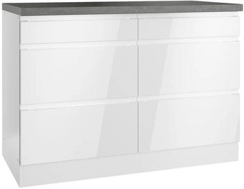 Held Küchenunterschrank Grau weiß Hochglanz 6 Schubladen 120x86x60 cm