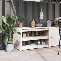 vidaXL Outdoor-K&uuml;chenschrank MEPPEL Wei&szlig; 106x55x64 cm Massivholz Kiefer