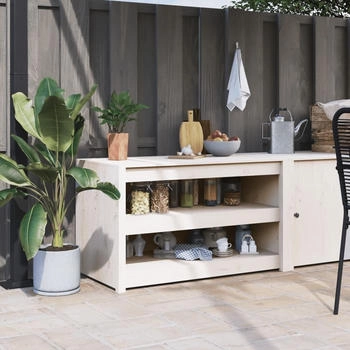 vidaXL Outdoor-K&uuml;chenschrank Wei&szlig; 106x55x64 cm Massivholz Kiefer (832334)