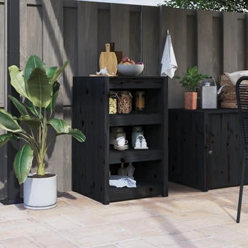 vidaXL Outdoor-K&uuml;chenschrank Schwarz 55x55x92 cm Massivholz Kiefer (832343)