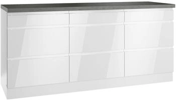 Held Küchenunterschrank Grau weiß Hochglanz 9 Schubladen 180x86x60 cm