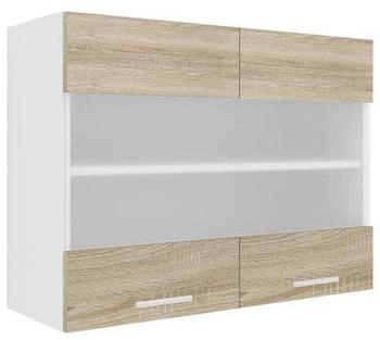 Mid.you Küchenoberschrank, Weiß, Sonoma Eiche 1 Fächer, 80x60x31 cm, hängend (657027847)