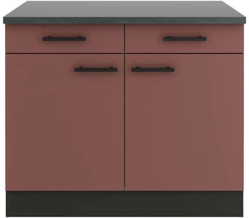 Optifit Küchenunterschrank, Rotbraun, Metall, 1 Fächer, 2 Schubladen, einzeln stellbar, 100x84.8x60 cm, DIN EN ISO 14001, DIN EN ISO 50001, DIN EN ISO 9001