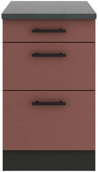 Optifit Küchenunterschrank, Rotbraun, Metall, 3 Schubladen, einzeln stellbar, 50x84.8x60 cm, DIN EN ISO 14001, DIN EN ISO 50001, DIN EN ISO 9001 üc
