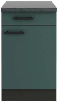 Optifit Küchenunterschrank Anthrazit Dunkelgrün 1 Fächer 1 Schubladen seitenverkehrt montierbar einzeln stellbar 50x84,8x60 cm