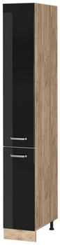VICCO Apothekerschrank, Schwarz Hochglanz, Eiche Wotan 30x206.8x57.2 cm (800000633478)