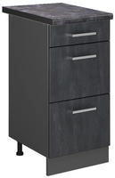 Vicco - K&uuml;chenunterschrank R-line, Schwarz Beton, 40 Cm Ap Anthrazit