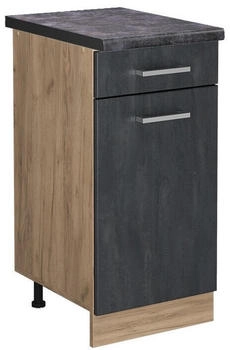 VICCO K&uuml;chenunterschrank, Schwarz, Eiche Wotan 40x81.6x60 cm (800000654896)