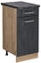 VICCO Küchenunterschrank, Schwarz, Eiche Wotan 40x81.6x60 cm (800000654896)