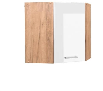 VICCO Eckh&auml;ngeschrank, Wei&szlig; Hochglanz, Eiche Wotan Quadratisch, 57x60x34.1 cm (800000645522)