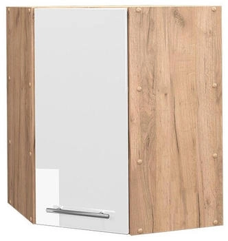VICCO Eckh&auml;ngeschrank, Wei&szlig; Hochglanz, Eiche Wotan L-Form, 57x72x34.1 cm (800000634308)