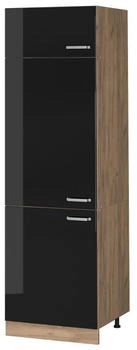 VICCO K&uuml;hlumbauschrank, Schwarz Hochglanz, Eiche Wotan 60x206.8x57.2 cm (800000633857)