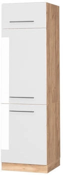 VICCO K&uuml;chenschrank, Wei&szlig; Hochglanz, Eiche Wotan 60x206.8x58.1 cm (800000634977)
