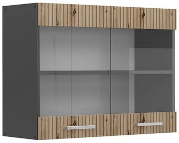 VICCO K&uuml;chenglasschrank, Eiche Artisan, Anthrazit 80x60x31 cm (800000873145)
