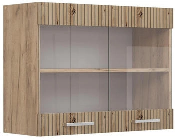 VICCO K&uuml;chenglasschrank, Eiche Artisan, Eiche Wotan 80x60x31 cm (800000873140)