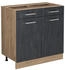 VICCO Küchenunterschrank, Schwarz, Eiche Wotan 80x81.6x46 cm (800000656882)