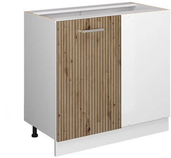 VICCO Eckunterschrank, Eiche Artisan, Wei&szlig; L-Form, 86x81.6x46 cm (800000829934)