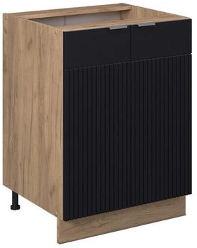 VICCO K&uuml;chenunterschrank, Schwarz, Eiche Wotan 60x82x51.6 cm (800000861509)